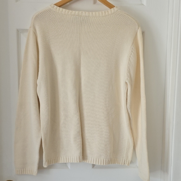 Kim Rogers Cream Knit Crew Neck Sweater Size XL - Picture 8 of 9